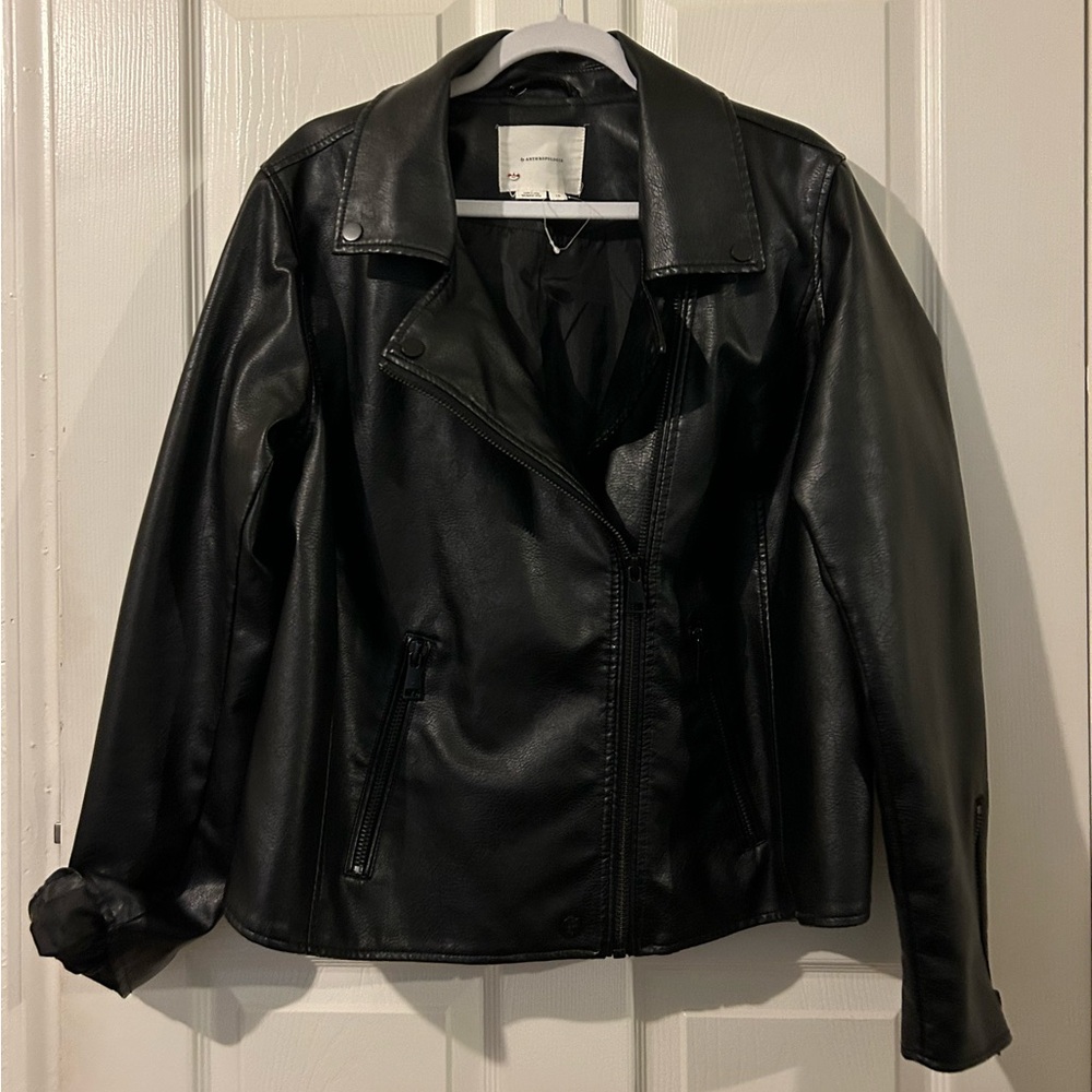 ANTHROPOLOGIE FAUX LEATHER MOTO JACKET